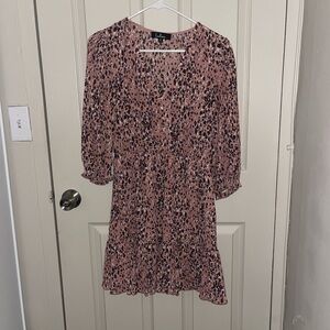 Lulus Parkside Mauve Multi Print Half-sleeve V-neck Mini Dress Pink - Size S